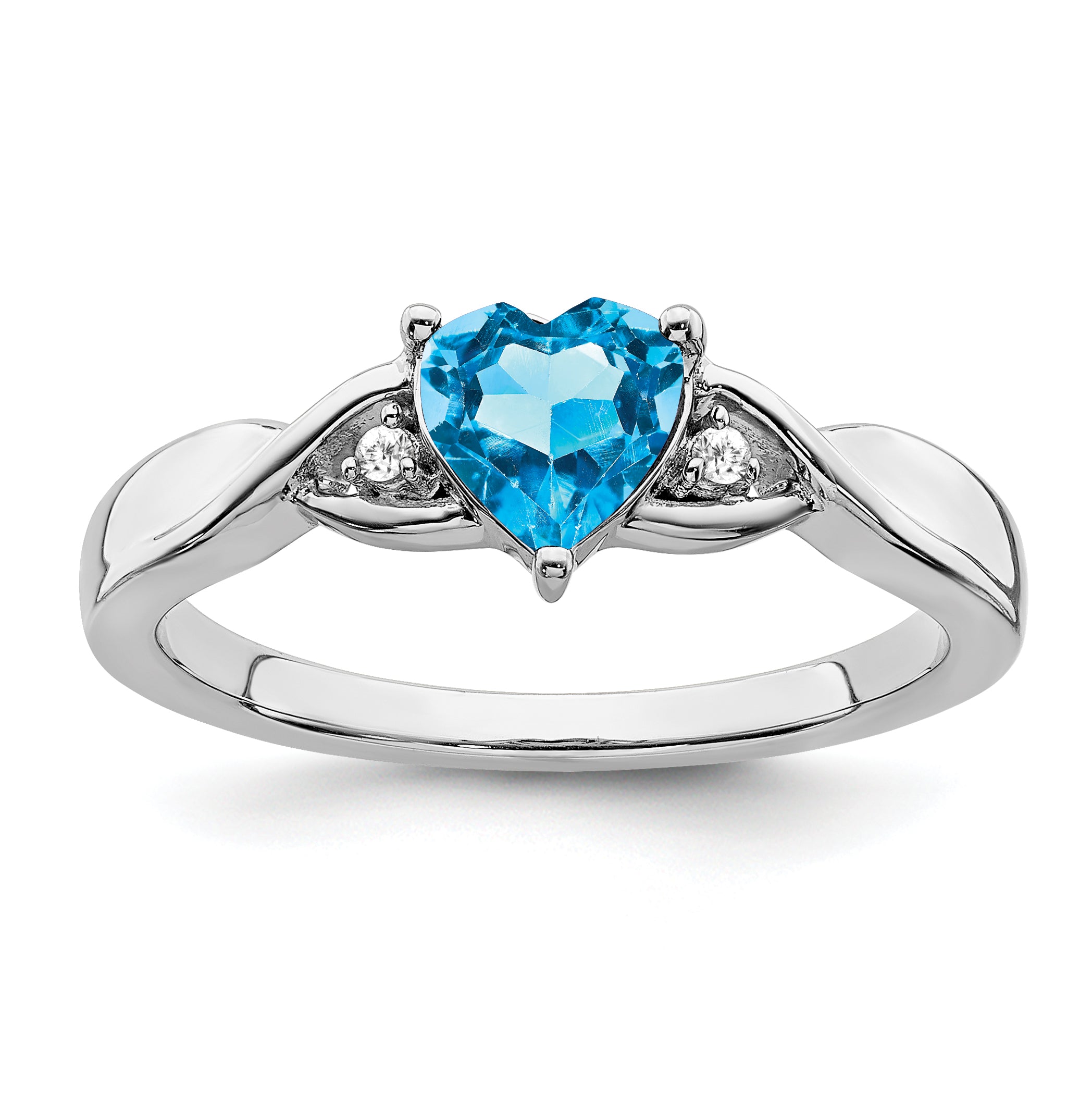 Sterling Silver Rhodium-plated Blue Topaz and Diamond Ring Main image