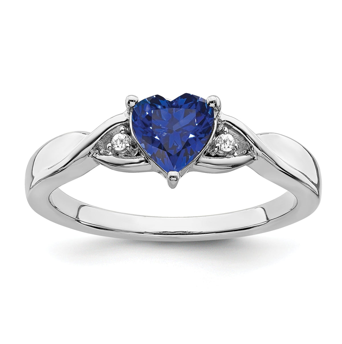 Created Sapphire & Diamond Ring in Sterling Silver (0.02 ct. tw.), Size 6–8 - Sophia Jewelers Main image
