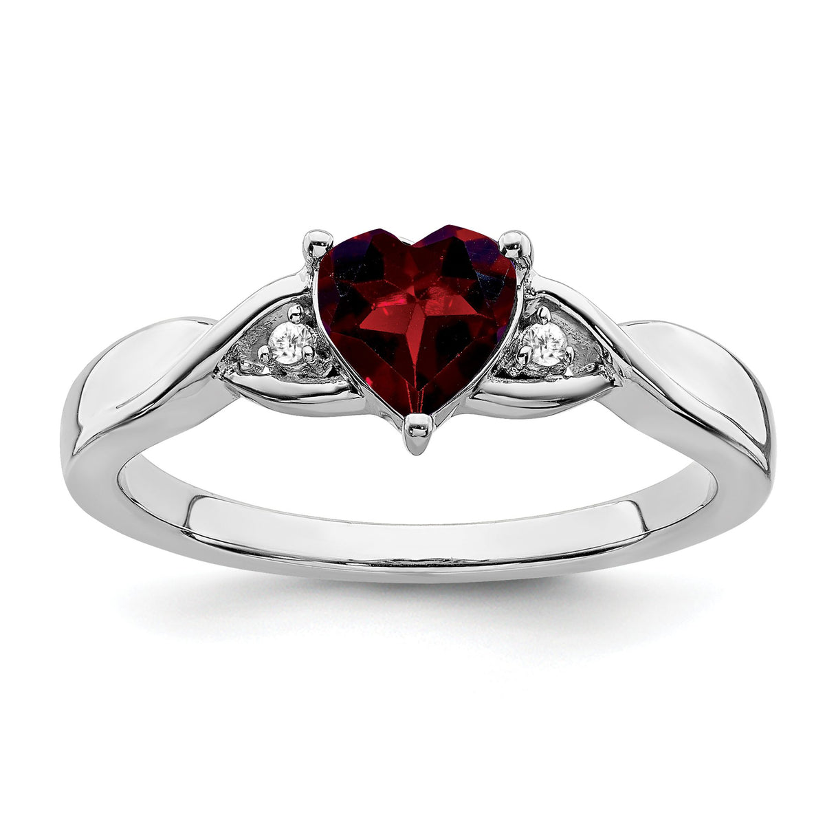 Sterling Silver Rhodium-plated Garnet and Diamond Ring, Size 6–8 - Sophia Jewelers Main image