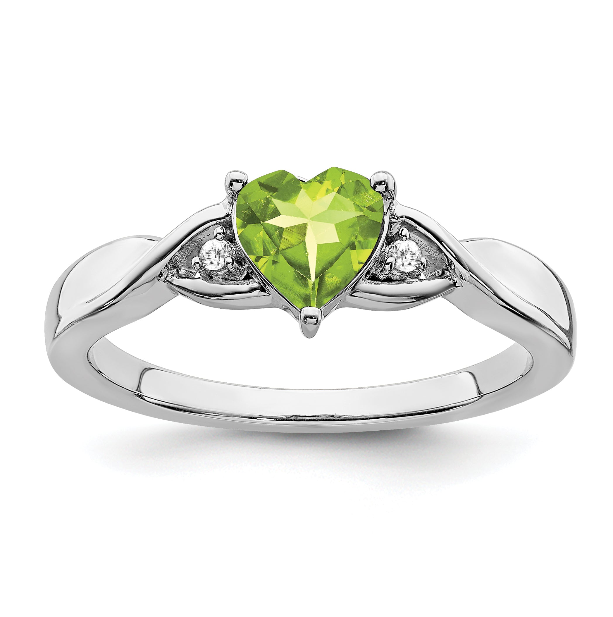 Sterling Silver Rhodium-plated Peridot and Diamond Ring Main image