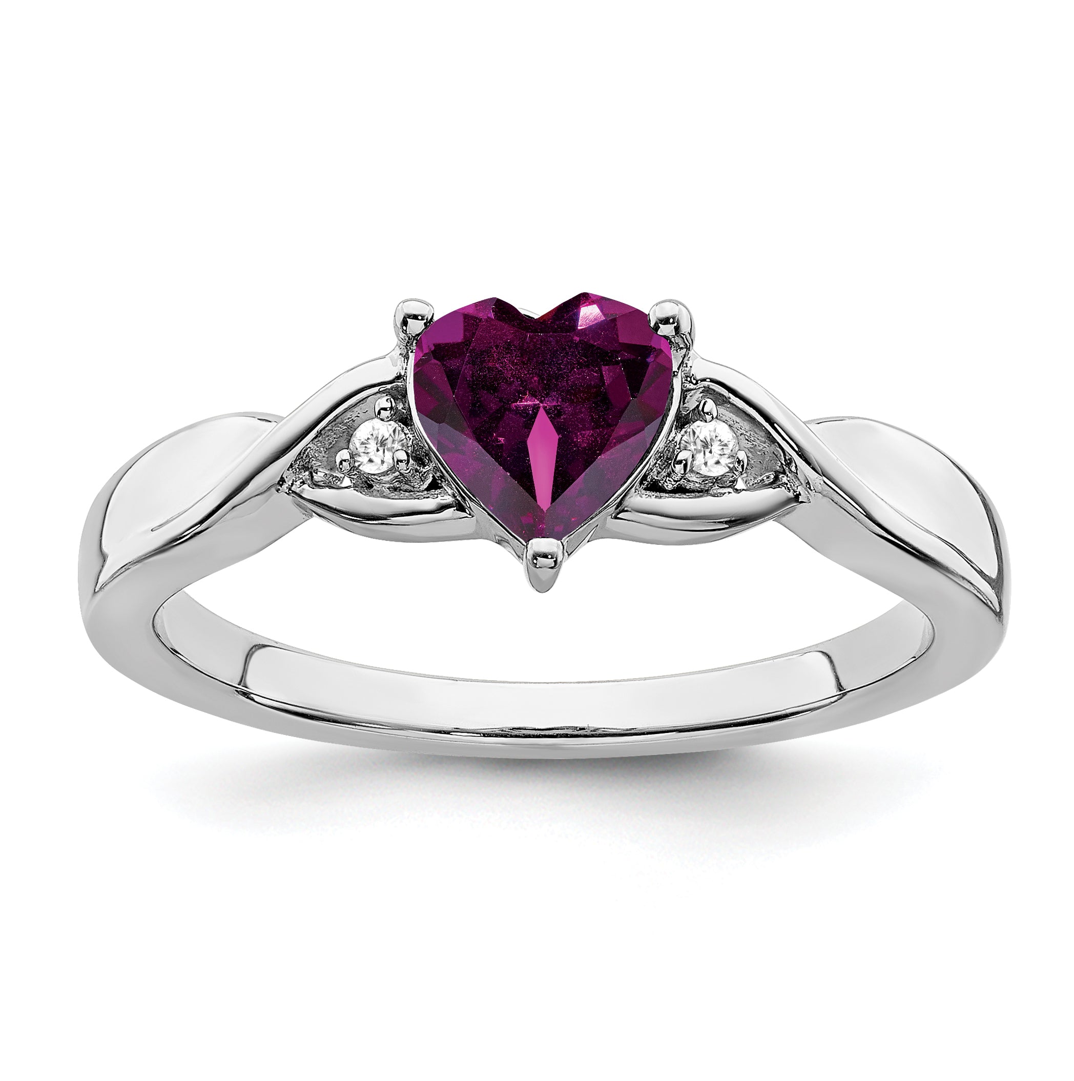 Sterling Silver Rhodium-plated Rhodolite Garnet and Diamond Ring Main image