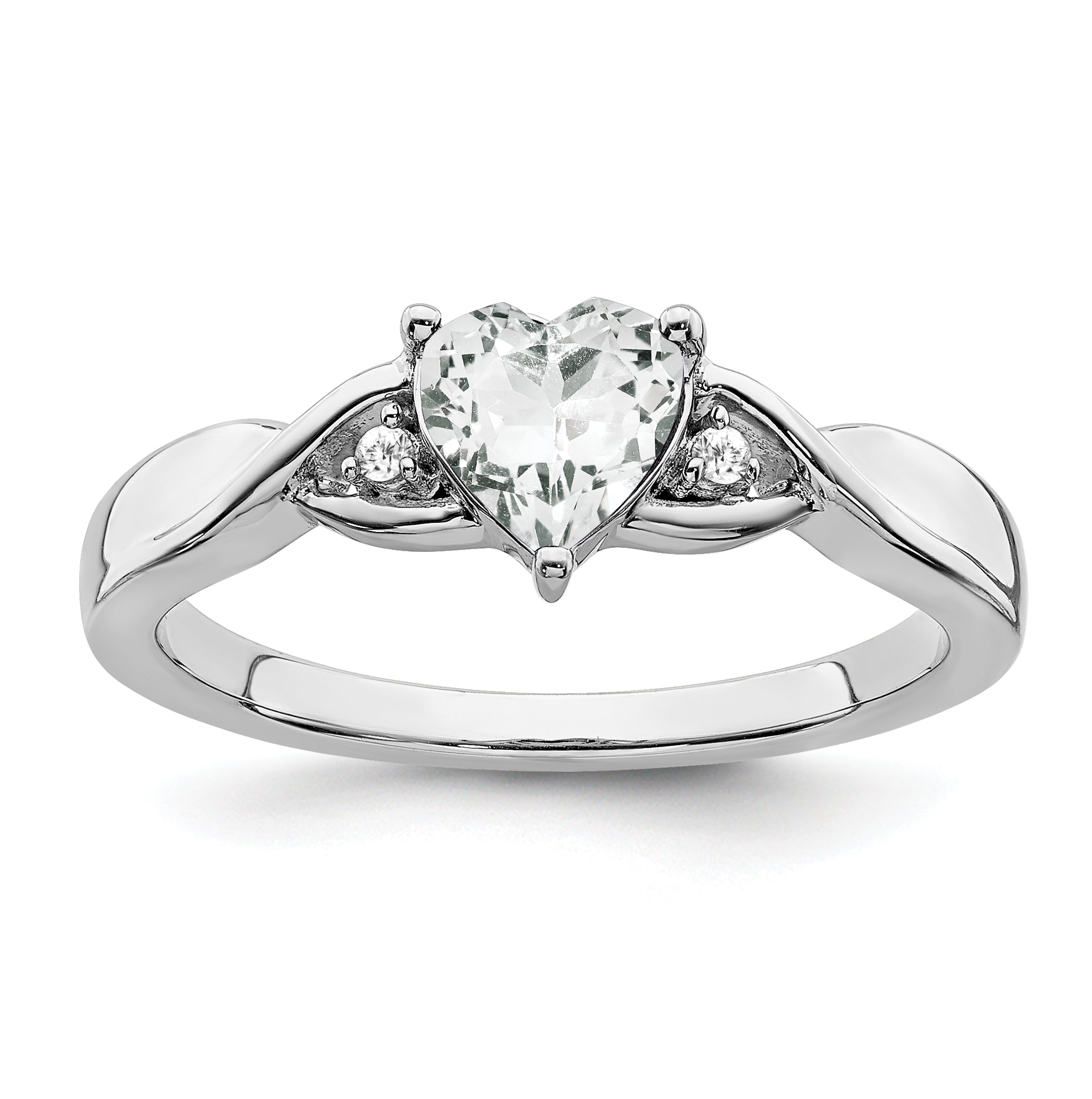 Sterling Silver Rhodium-plated White Topaz and Diamond Ring Main image
