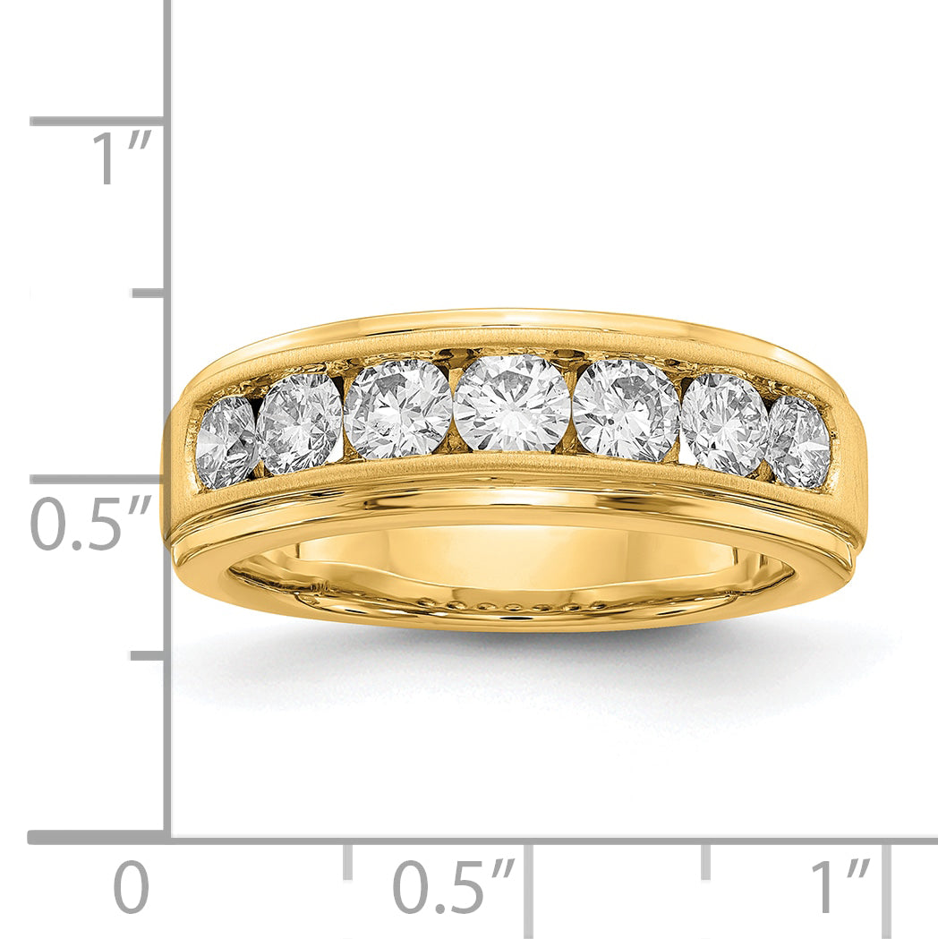 10k 1 1/2 carat Lab Grown Diamond VS/SI+ G+ Seven Stone Complete Men's Ring
