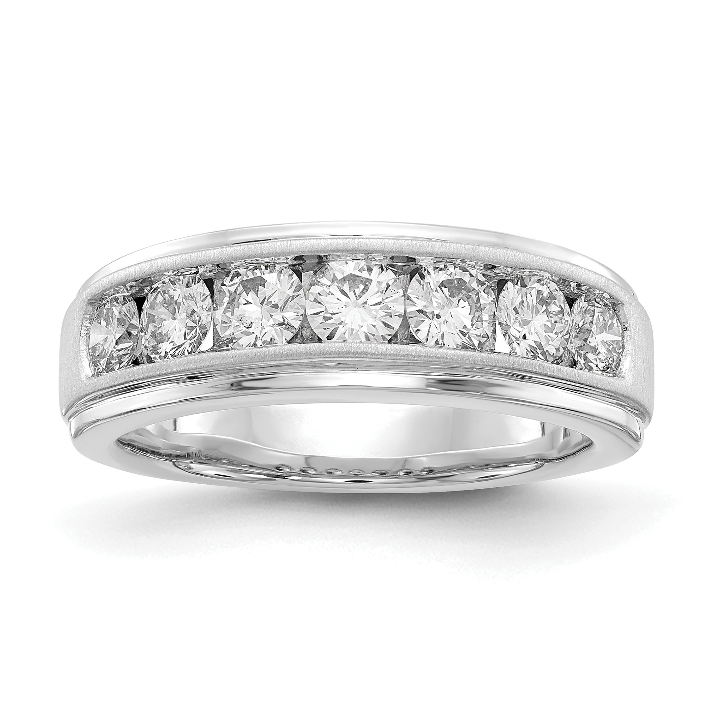 10k White Gold 1 1/2 carat Lab Grown Diamond VS/SI+ G+ Seven Stone Complete Men's Ring Main image