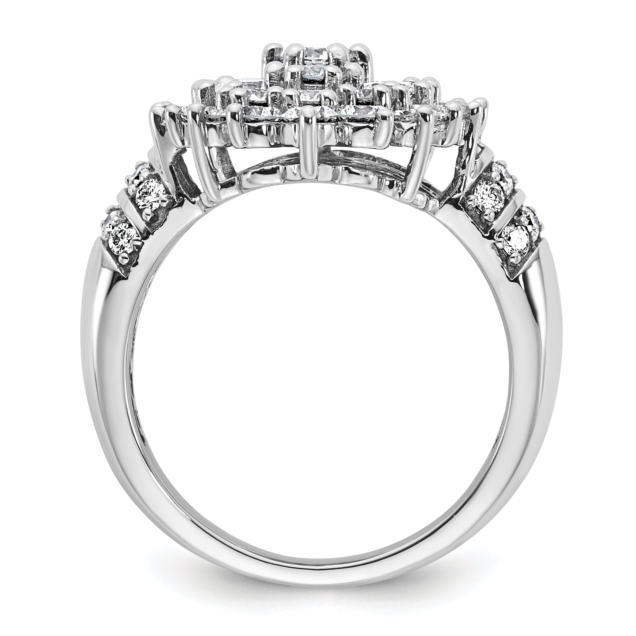 14k White Gold 2 5/8 carat Lab Grown Diamond VS/SI+ G+ Complete Cluster Fashion Ring