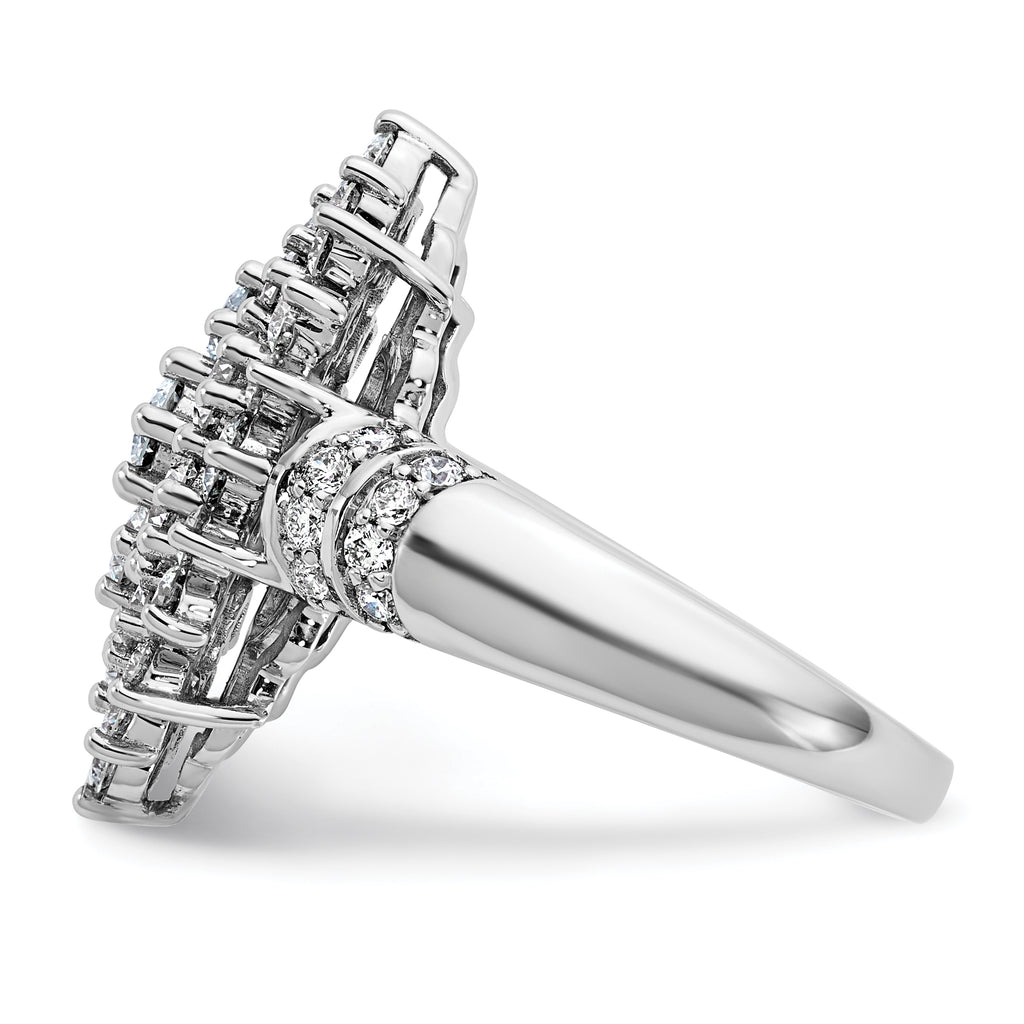 14k White Gold 2 5/8 carat Lab Grown Diamond VS/SI+ G+ Complete Cluster Fashion Ring