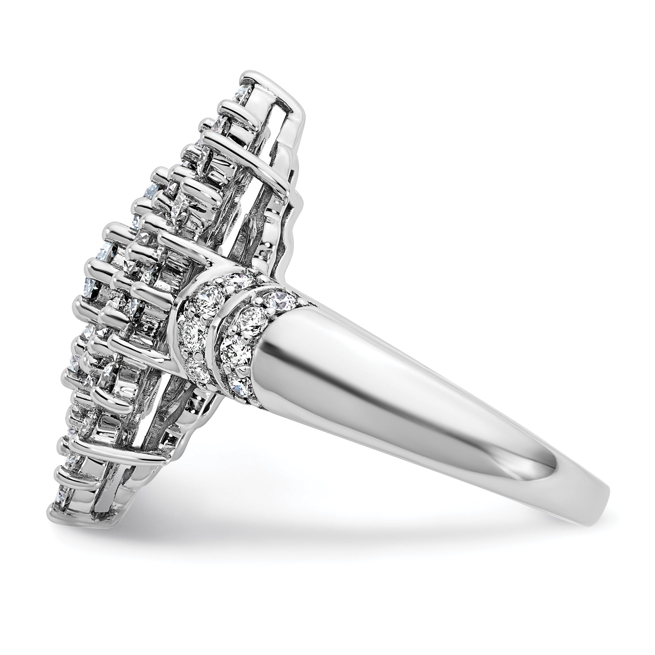 14k White Gold 2 5/8 carat Lab Grown Diamond VS/SI+ G+ Complete Cluster Fashion Ring
