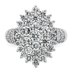 14k White Gold 2 5/8 carat Lab Grown Diamond VS/SI+ G+ Complete Cluster Fashion Ring