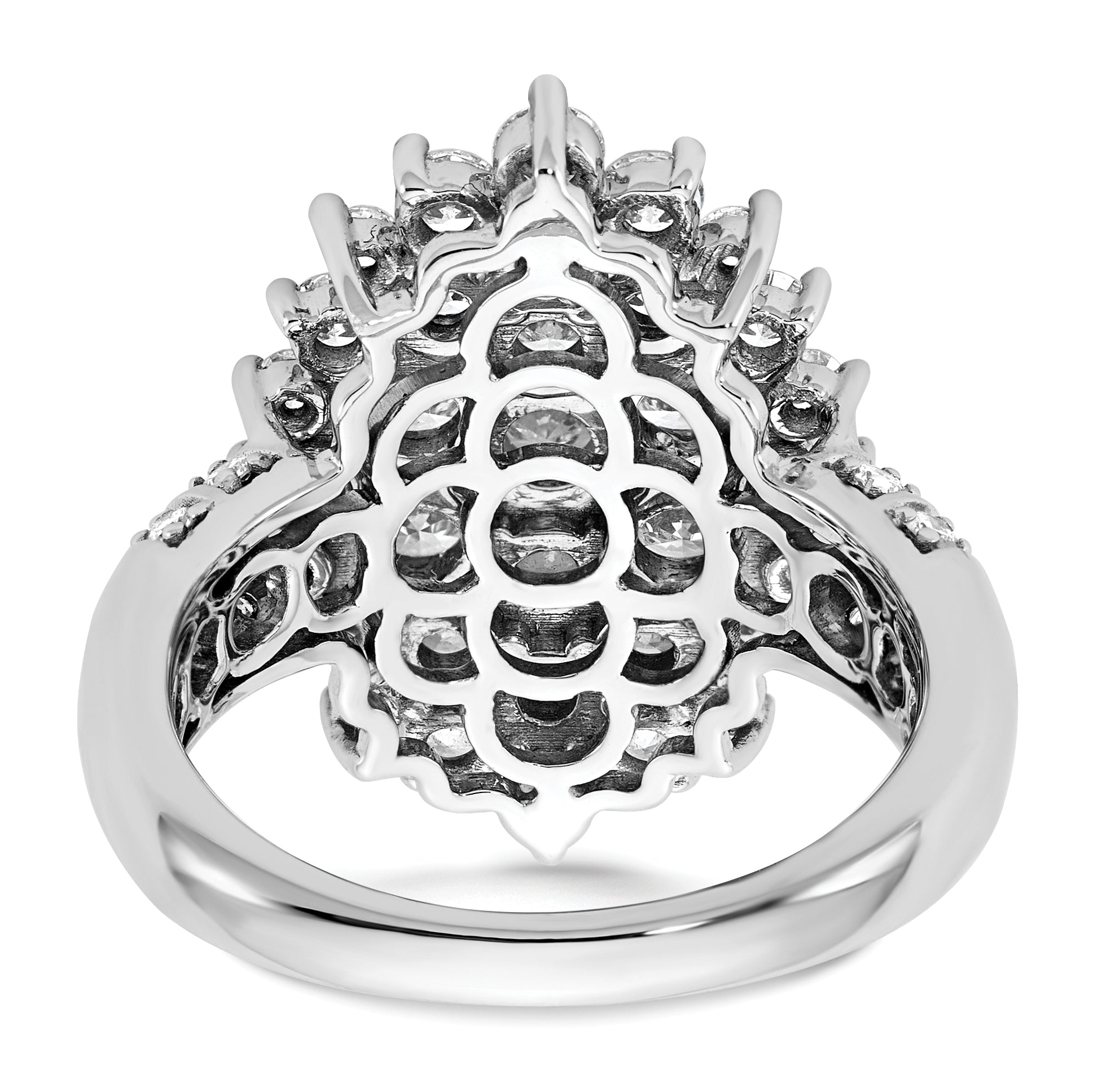 14k White Gold 2 5/8 carat Lab Grown Diamond VS/SI+ G+ Complete Cluster Fashion Ring