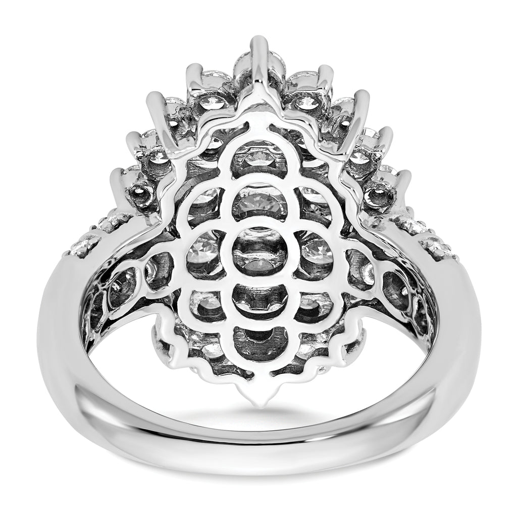 14k White Gold 2 5/8 carat Lab Grown Diamond VS/SI+ G+ Complete Cluster Fashion Ring