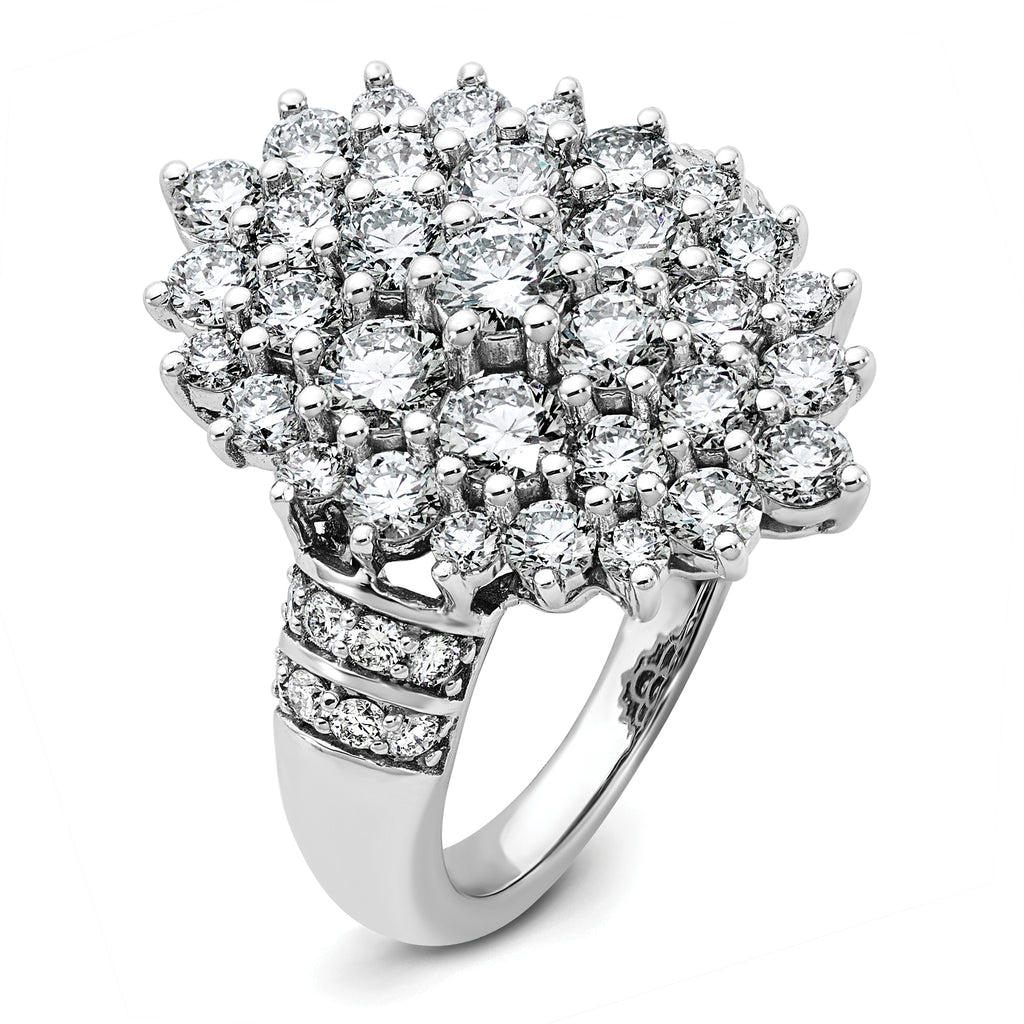 14k White Gold 2 5/8 carat Lab Grown Diamond VS/SI+ G+ Complete Cluster Fashion Ring