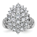 14k White Gold 2 5/8 carat Lab Grown Diamond VS/SI+ G+ Complete Cluster Fashion Ring