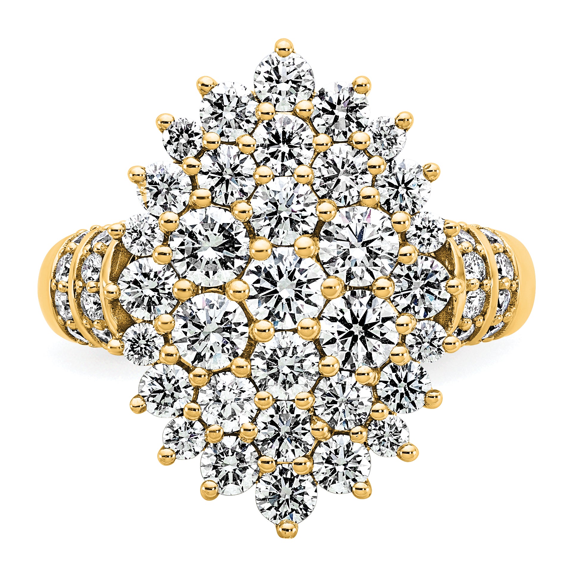14k 2 5/8 carat Lab Grown Diamond VS/SI+ G+ Complete Cluster Fashion Ring