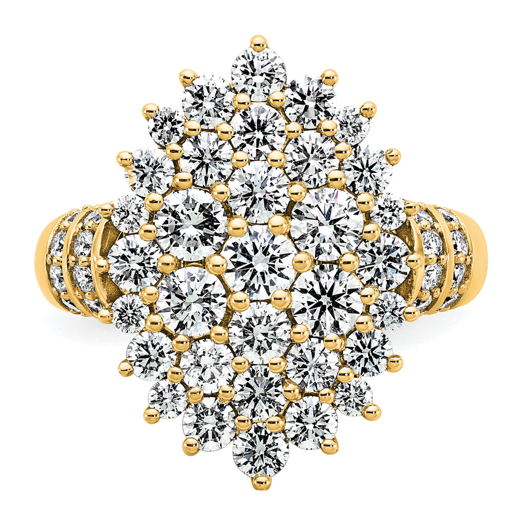 14k 2 5/8 carat Lab Grown Diamond VS/SI+ G+ Complete Cluster Fashion Ring