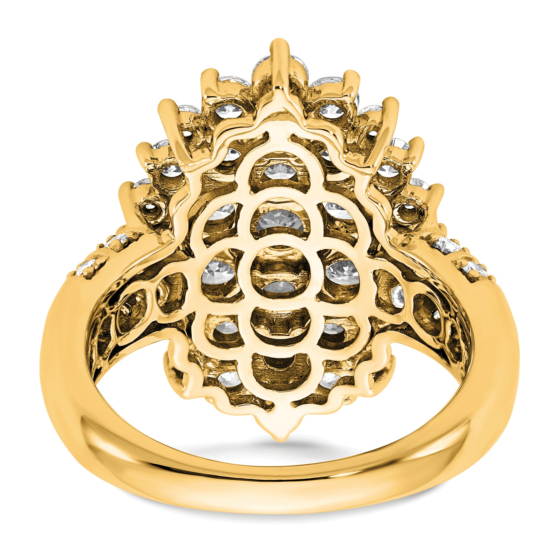 14k 2 5/8 carat Lab Grown Diamond VS/SI+ G+ Complete Cluster Fashion Ring
