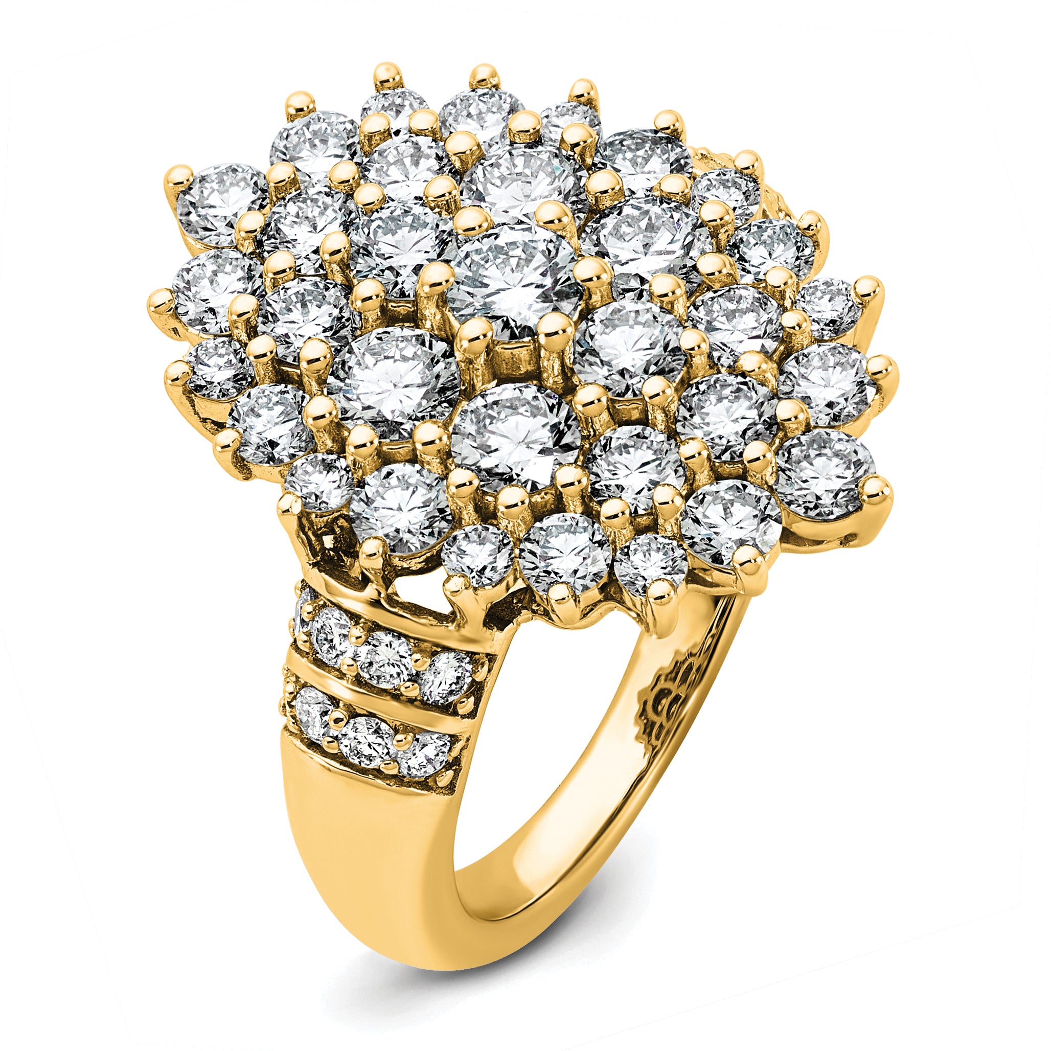 14k 2 5/8 carat Lab Grown Diamond VS/SI+ G+ Complete Cluster Fashion Ring