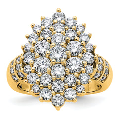 14k 2 5/8 carat Lab Grown Diamond VS/SI+ G+ Complete Cluster Fashion Ring