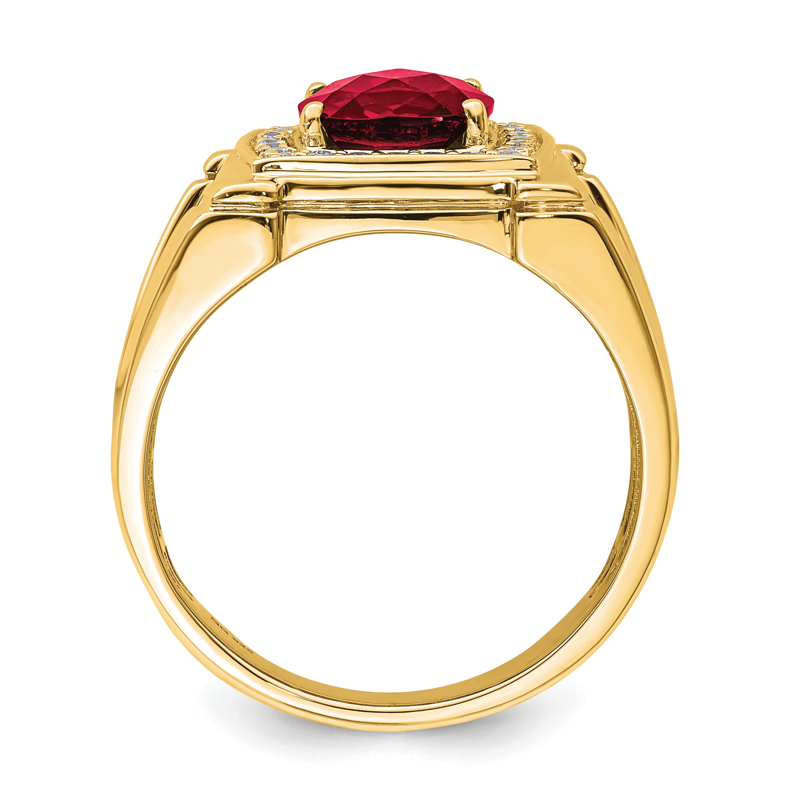 14k Created Checkerboard Ruby and Diamond Mens Ring Secondary image