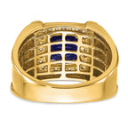 14k Created Checkerboard Sapphire and Diamond Mens Ring