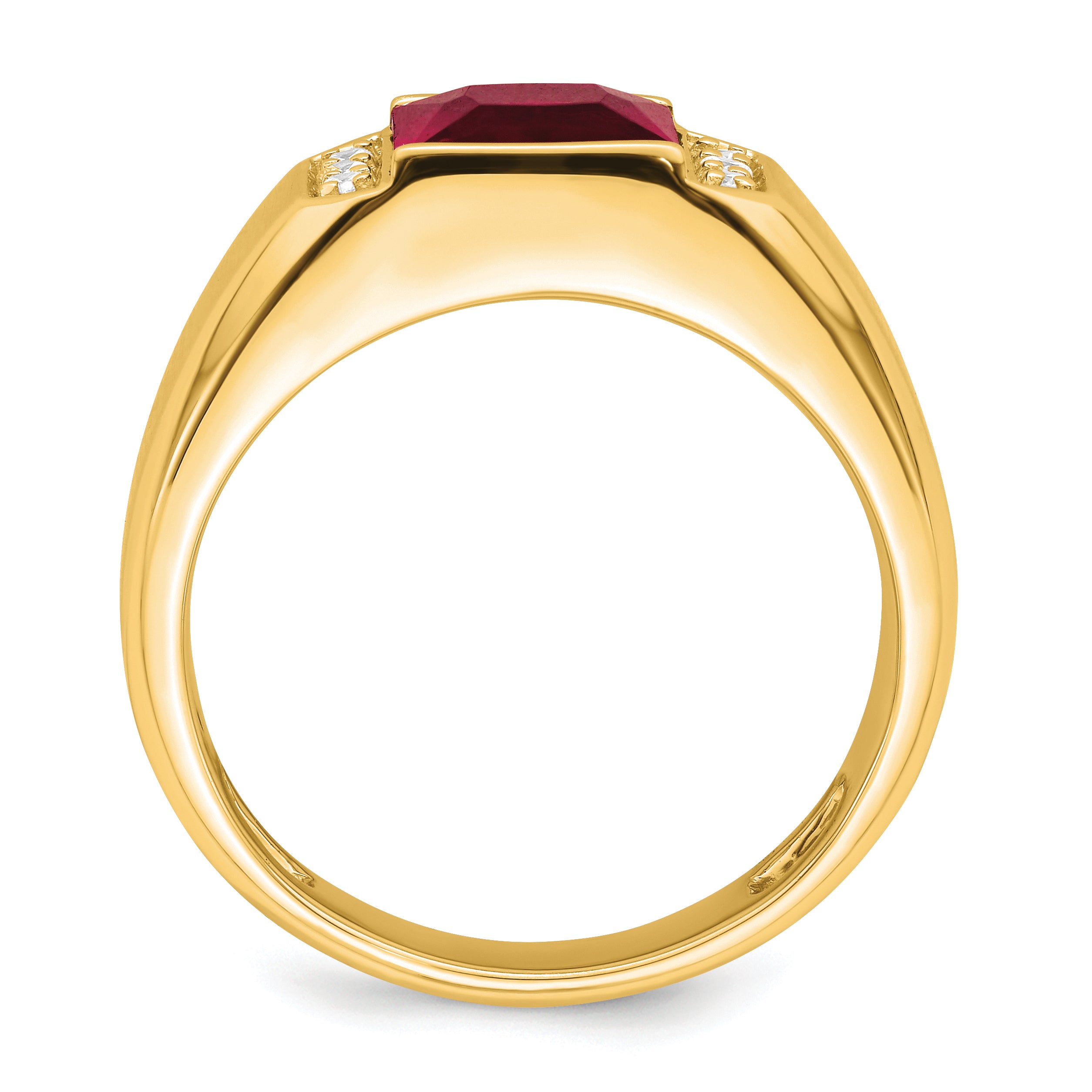 14k Square Created Ruby and Diamond Mens Ring Secondary image