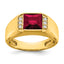 14k Square Created Ruby and Diamond Mens Ring