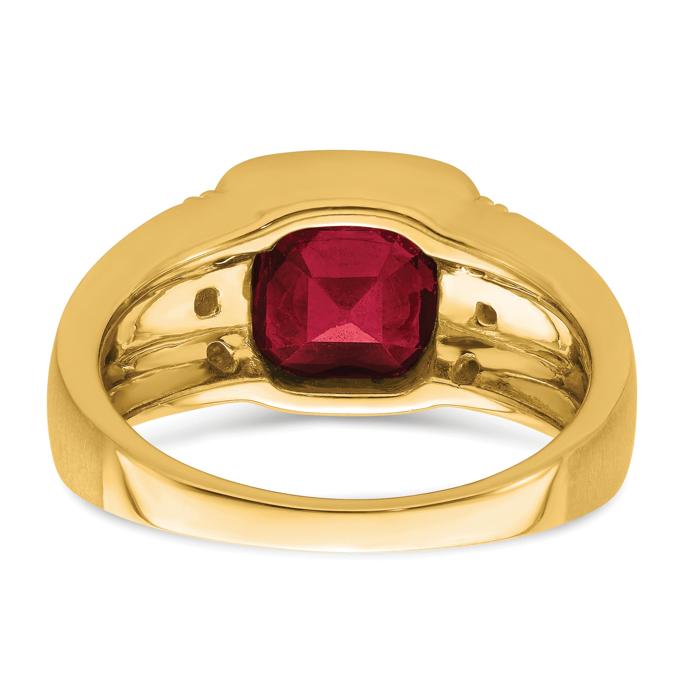 14k Created Ruby and Diamond Mens Ring