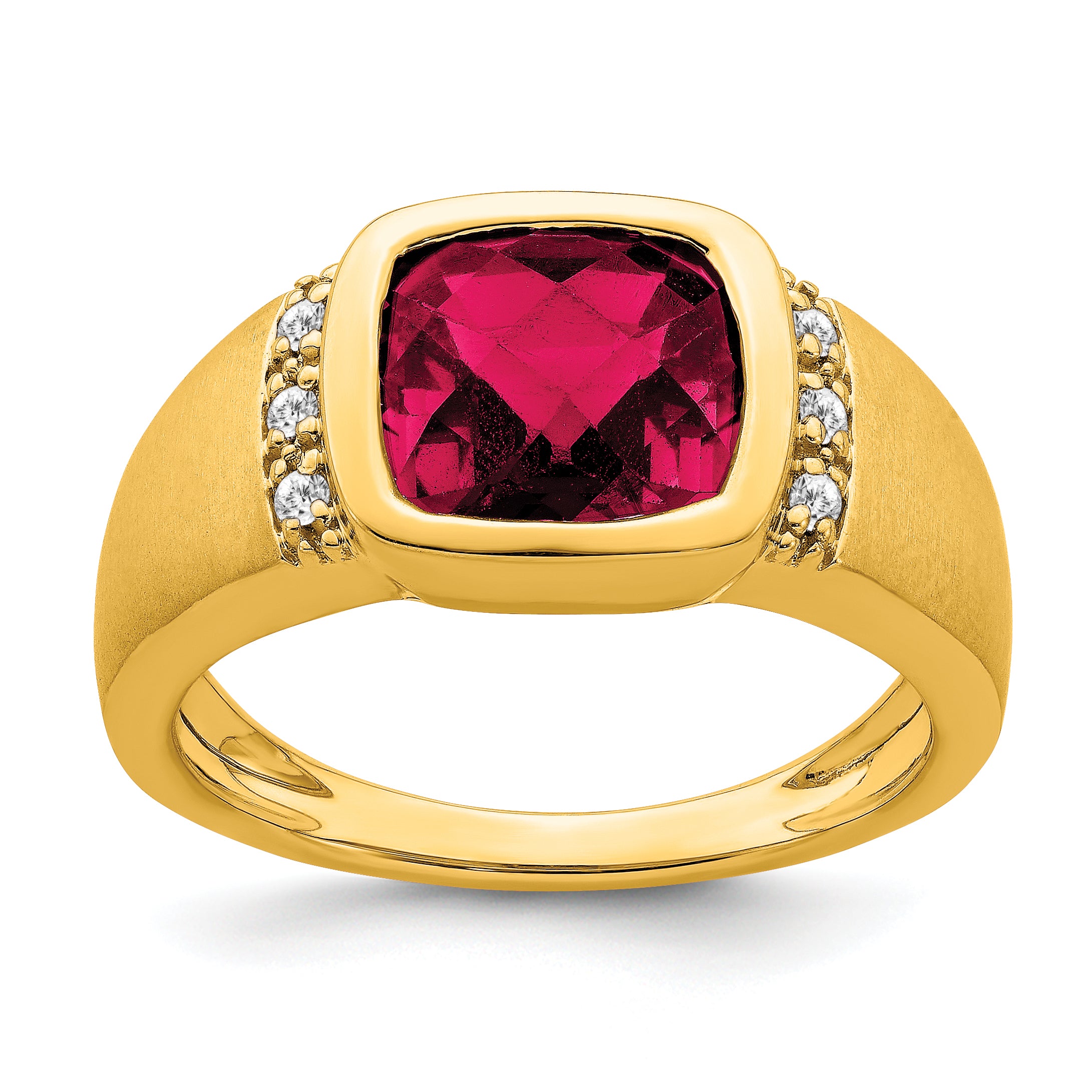 14k Created Ruby and Diamond Mens Ring Main image