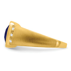 14k Created Sapphire and Diamond Mens Ring