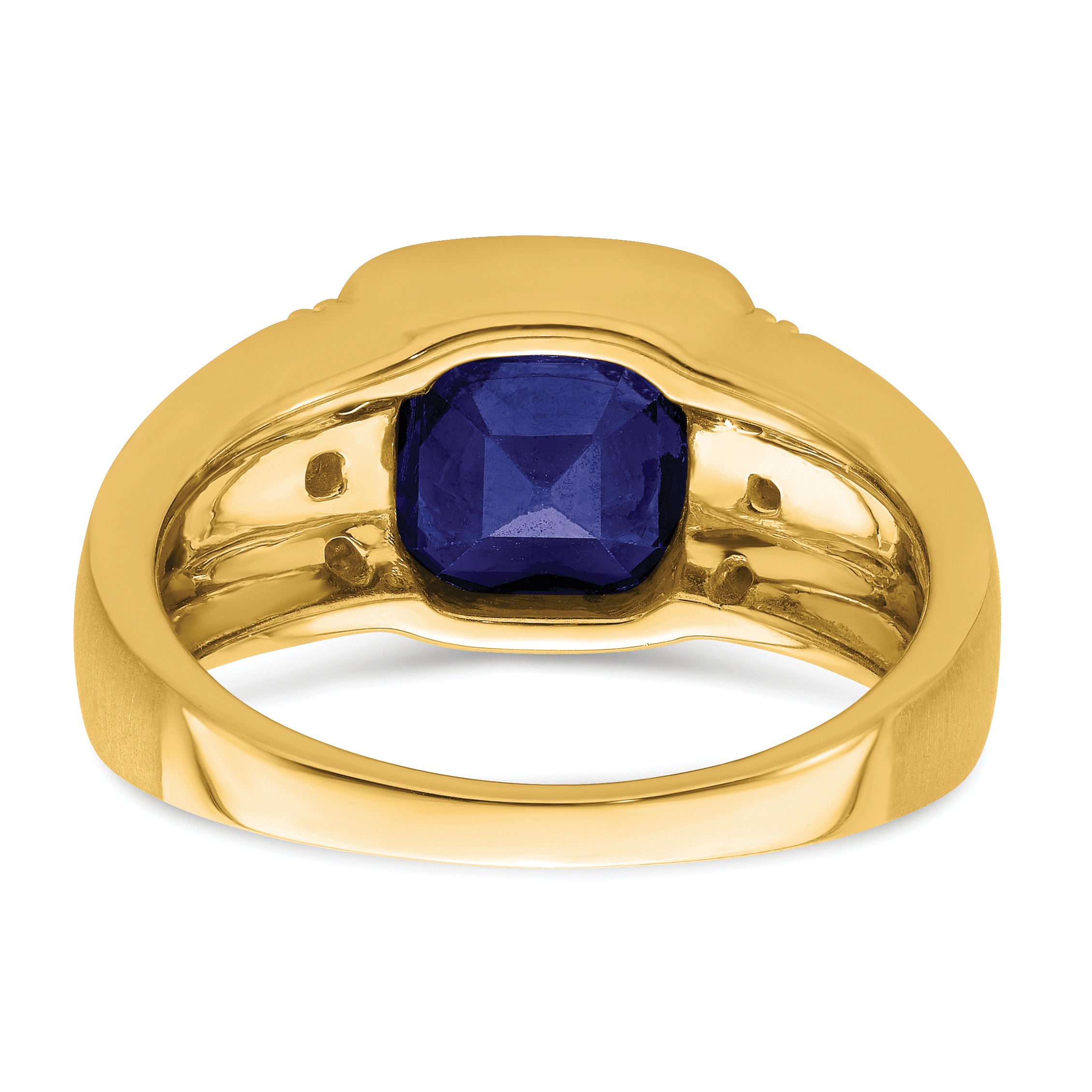 14k Created Sapphire and Diamond Mens Ring