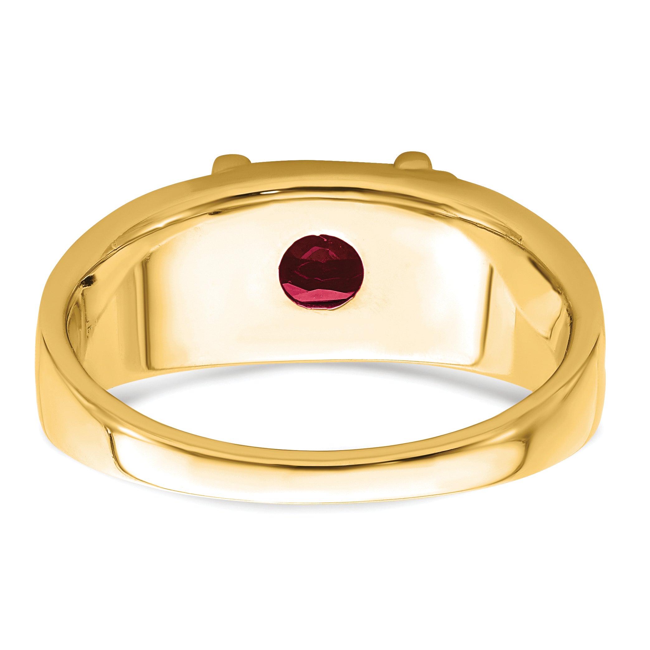 14k Emerald-cut Created Ruby and Diamond Mens Ring