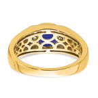 14k Cushion Created Sapphire and Diamond Mens Ring