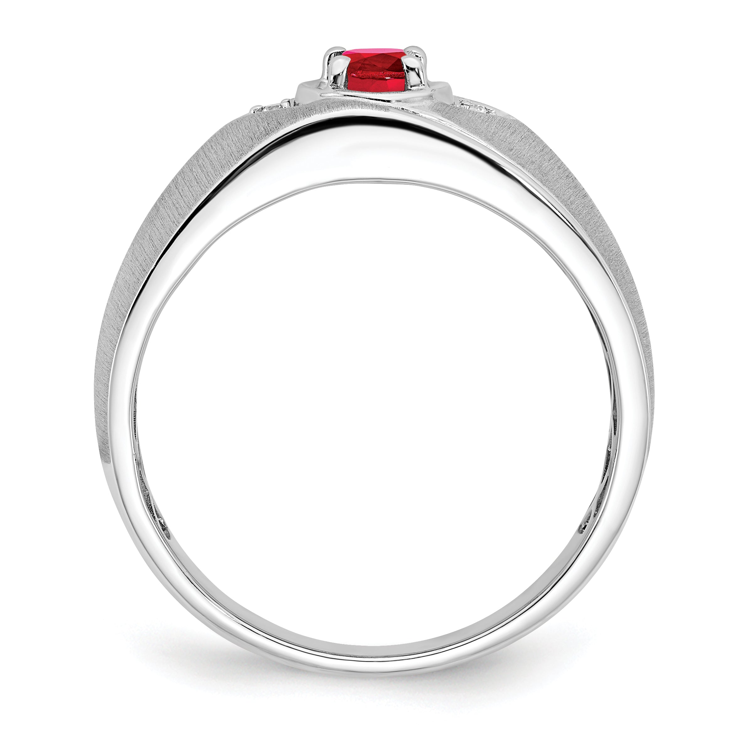 14k White Gold Oval Ruby and Diamond Mens Ring Secondary image