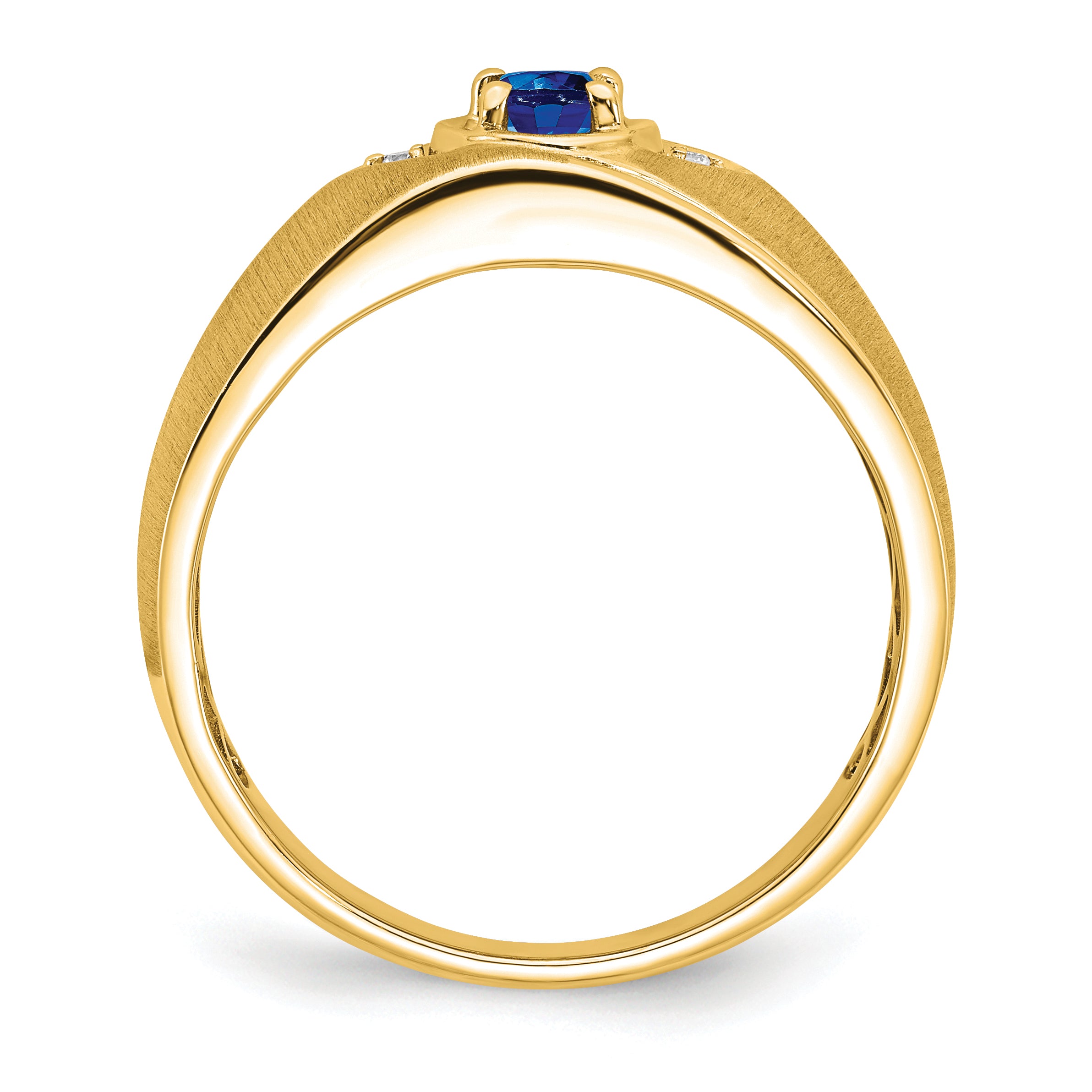 14k Oval Sapphire and Diamond Mens Ring Secondary image