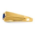 14k Oval Sapphire and Diamond Mens Ring