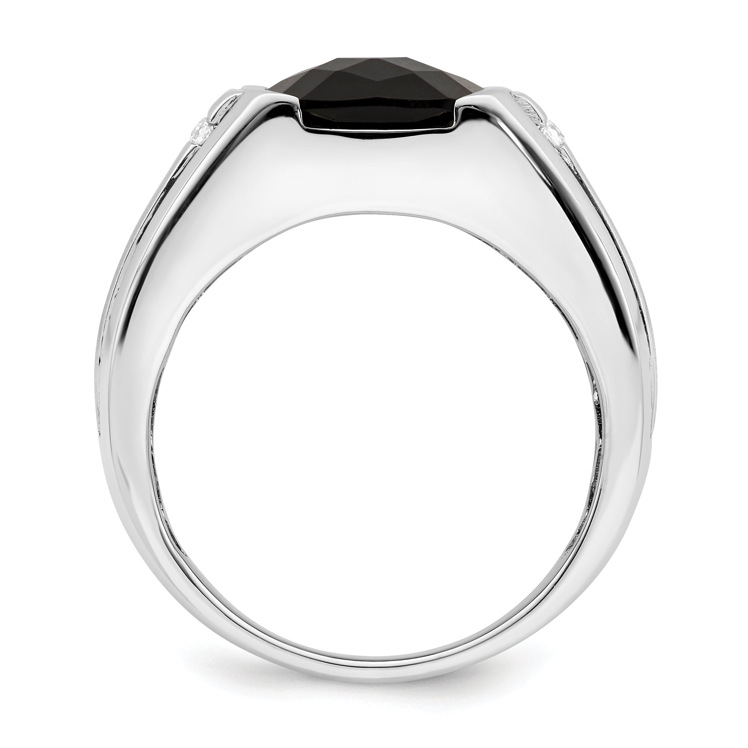 14k White Gold Onyx and Diamond Mens Ring Secondary image