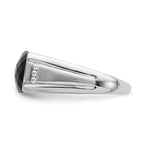 14k White Gold Onyx and Diamond Mens Ring