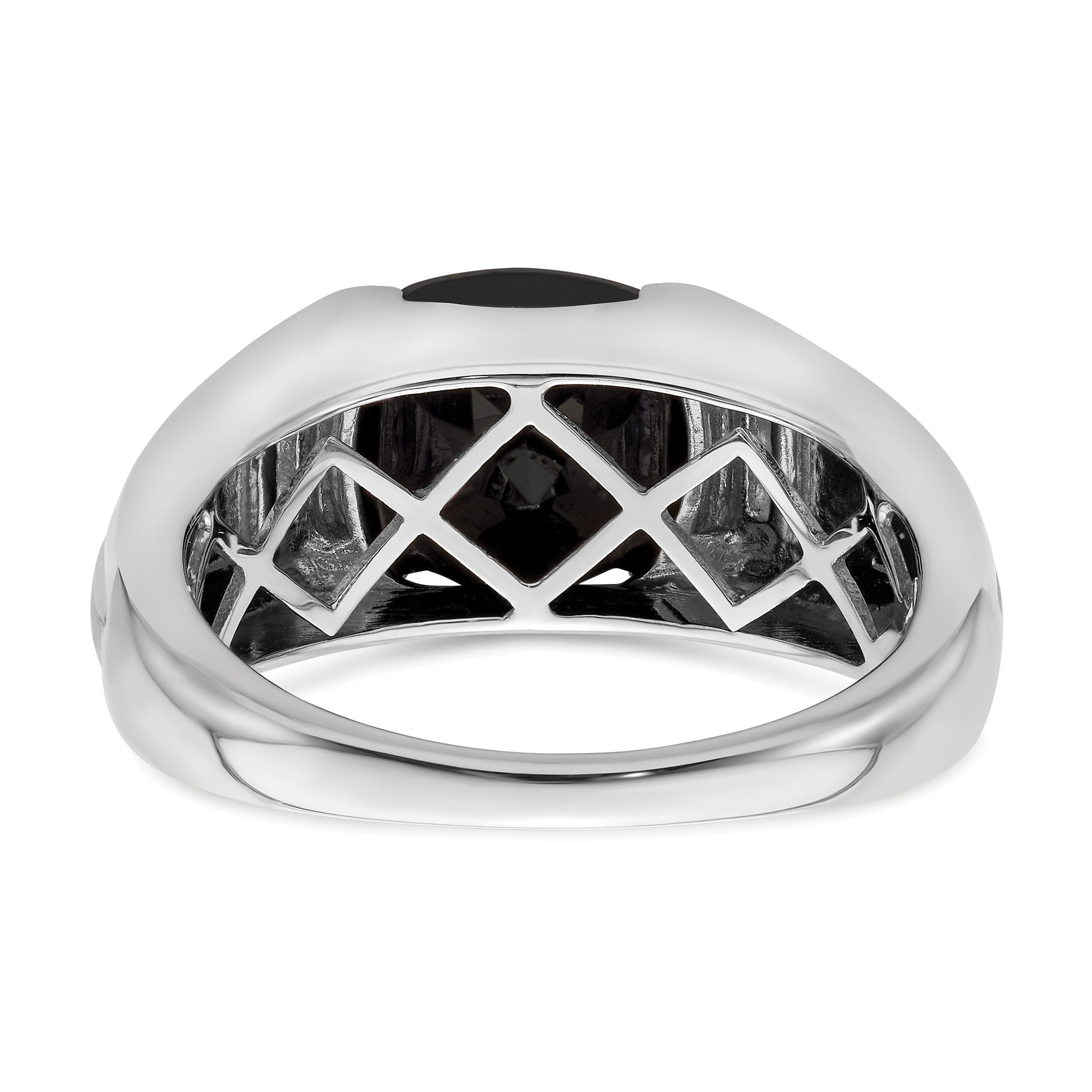 14k White Gold Onyx and Diamond Mens Ring