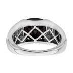 14k White Gold Onyx and Diamond Mens Ring