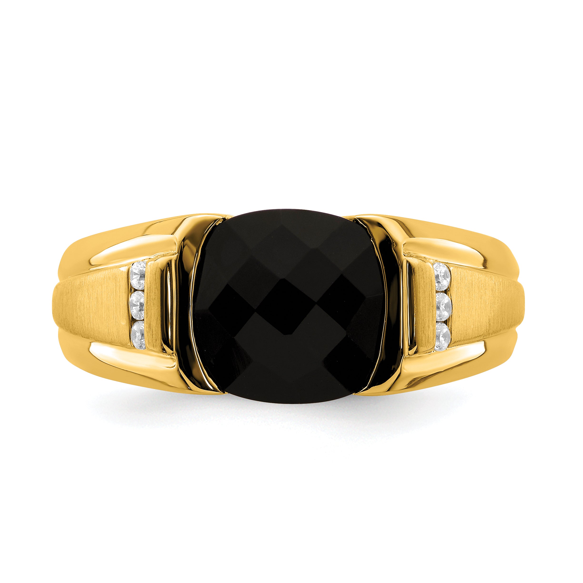 14k Onyx and Diamond Mens Ring