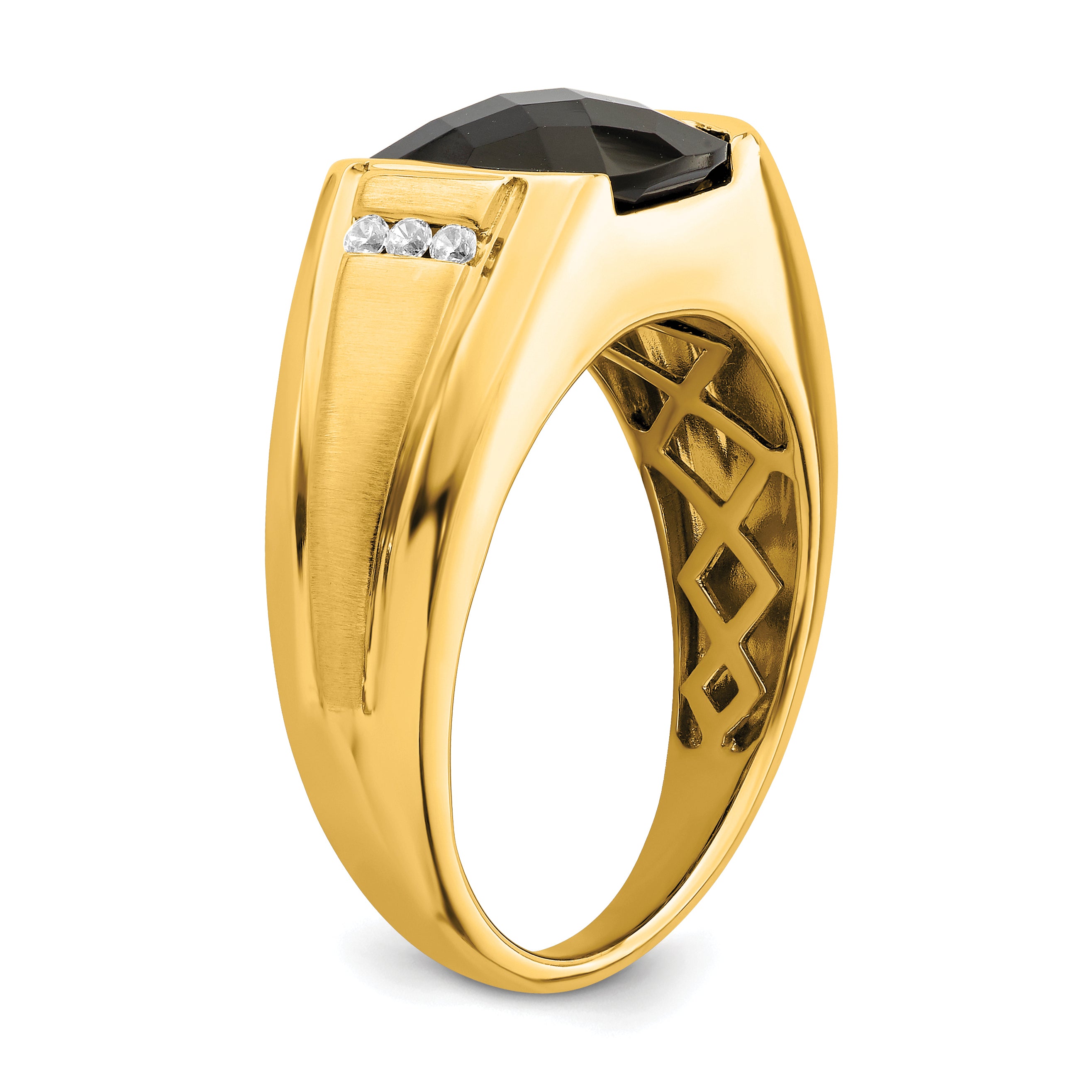 14k Onyx and Diamond Mens Ring