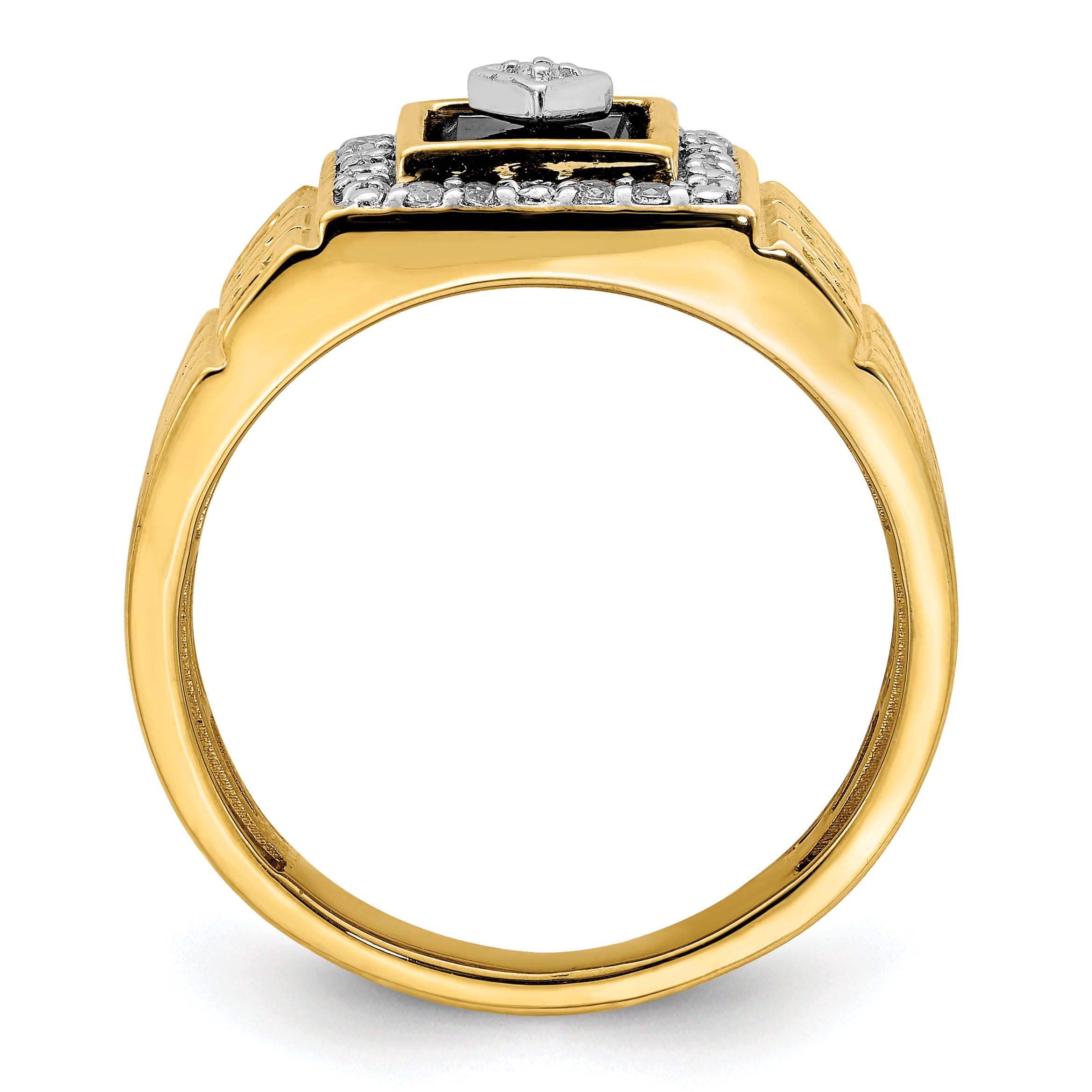 14k Onyx and Diamond Greek Key Design Mens Ring Secondary image