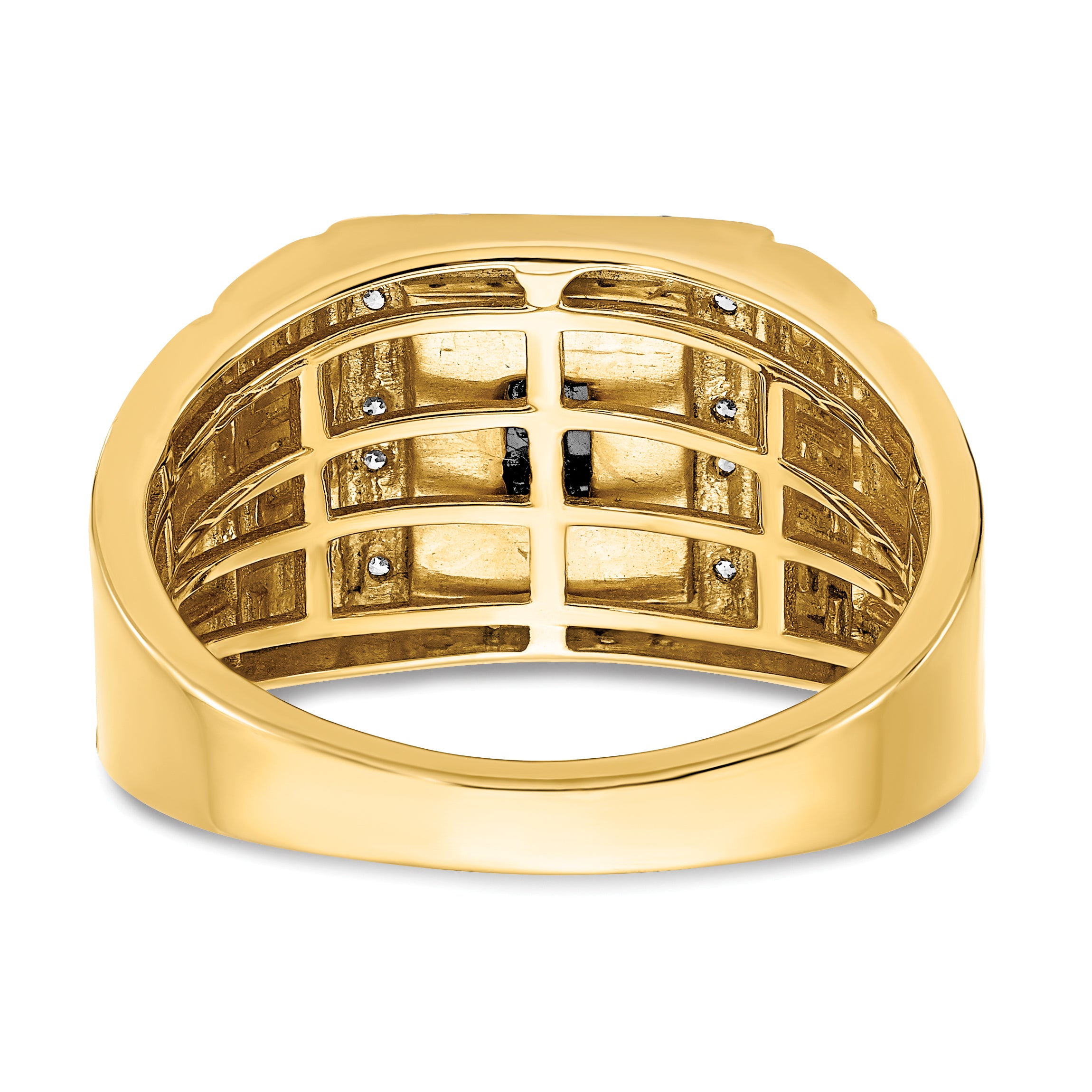 14k Onyx and Diamond Greek Key Design Mens Ring