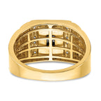 14k Onyx and Diamond Greek Key Design Mens Ring