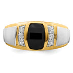 14k Two-tone Onyx and Diamond Mens Ring