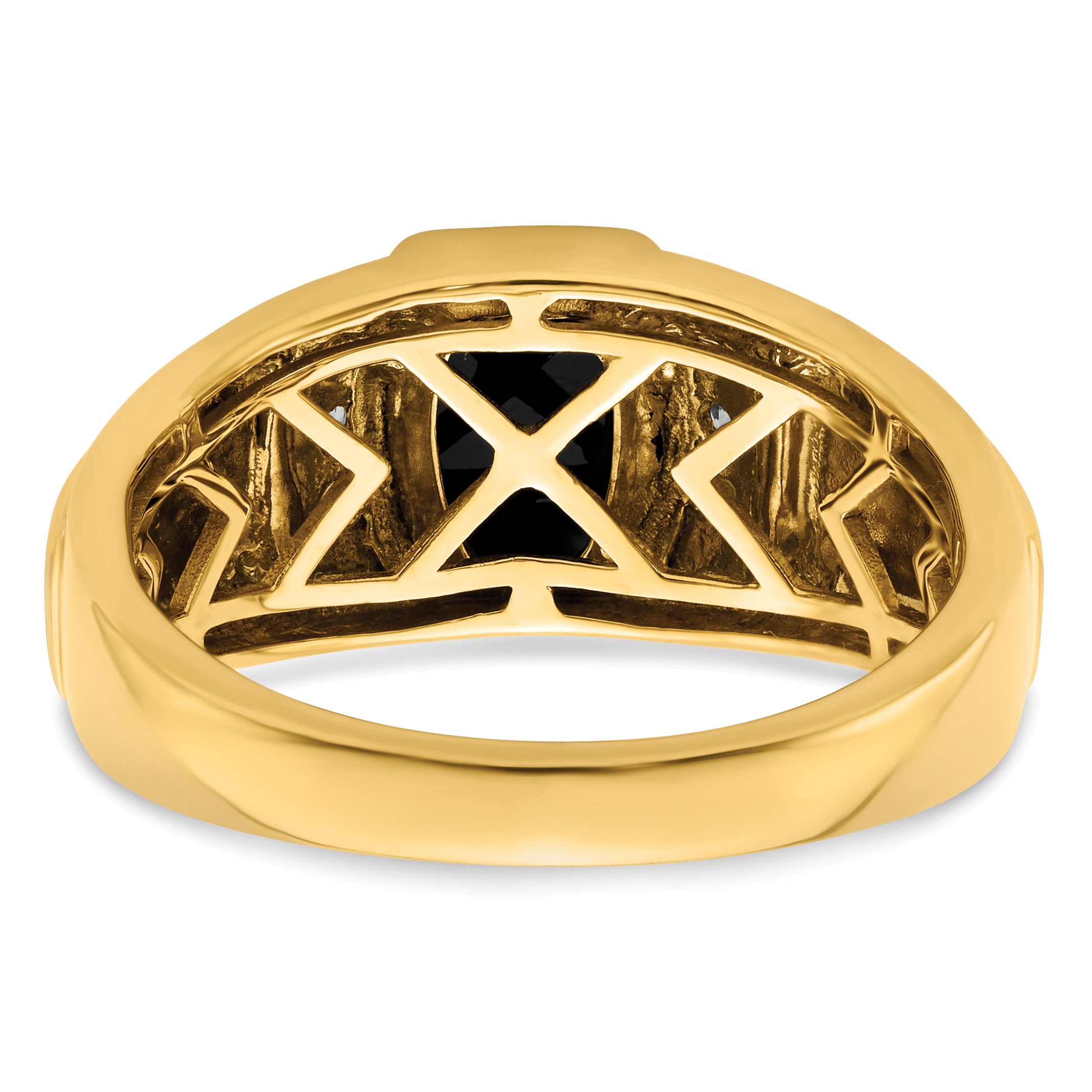 14k Two-tone Onyx and Diamond Mens Ring