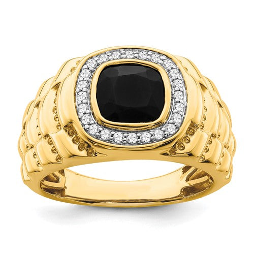 Men's Onyx Ring in 14K Yellow Gold (1/4 ct. tw.), Size 10 - Sophia Jewelers Main image