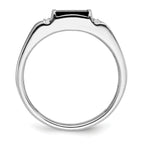 14k White Gold Square Onyx and Diamond Mens Ring