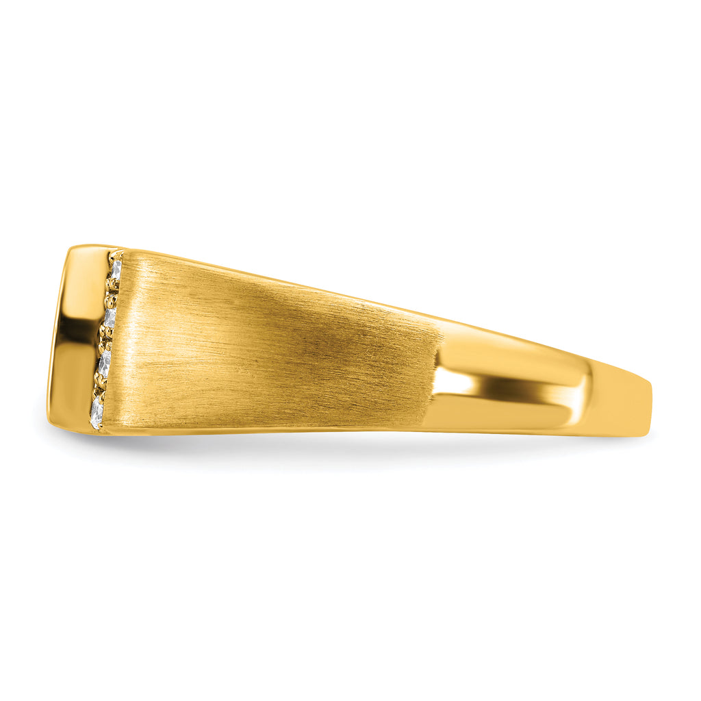 14k Square Onyx and Diamond Mens Ring