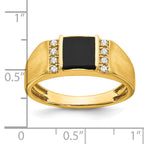 14k Square Onyx and Diamond Mens Ring