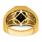 14k Onyx and Diamond Greek Key Design Mens Ring